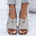 Corinne Flat Sandals detail view styled for Avrienne