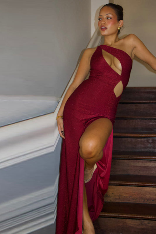 One-Shoulder Cutout Split Bodycon Party Dress image 5