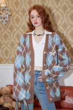 Relaxed Diamond Pattern Cardigan image 1