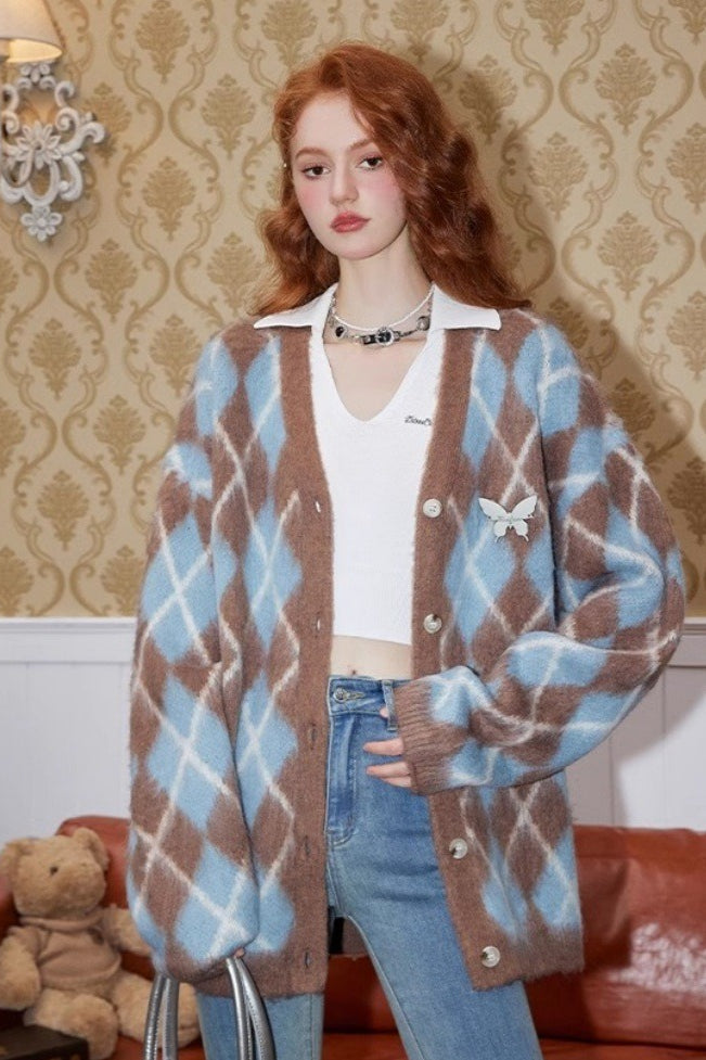 Relaxed Diamond Pattern Cardigan image 1