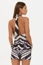 Zebra Print Halter Metal Mini Dress image 4
