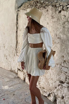 Tie Bandeau Pleated High Waist Skirt Set image 3