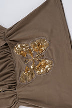 Backless Chain Bodycon Batwing Sleeve Mini Dress image 6
