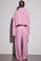 Vintage Drawstring Crop Top and Wide Leg Pants Two Piece Set image 7
