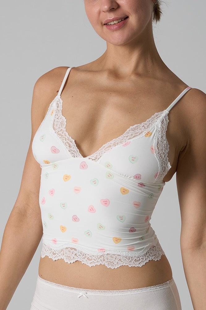 Lace Trim Floral V Neck Sexy Cami Top image 6
