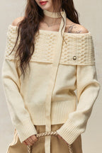 Off-the-shoulder Fitted Cable Knit Blouse image 3