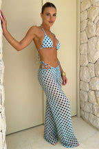 Polka Dot Tie Side Bikini With Pants Three Piece Swim Sets image 2