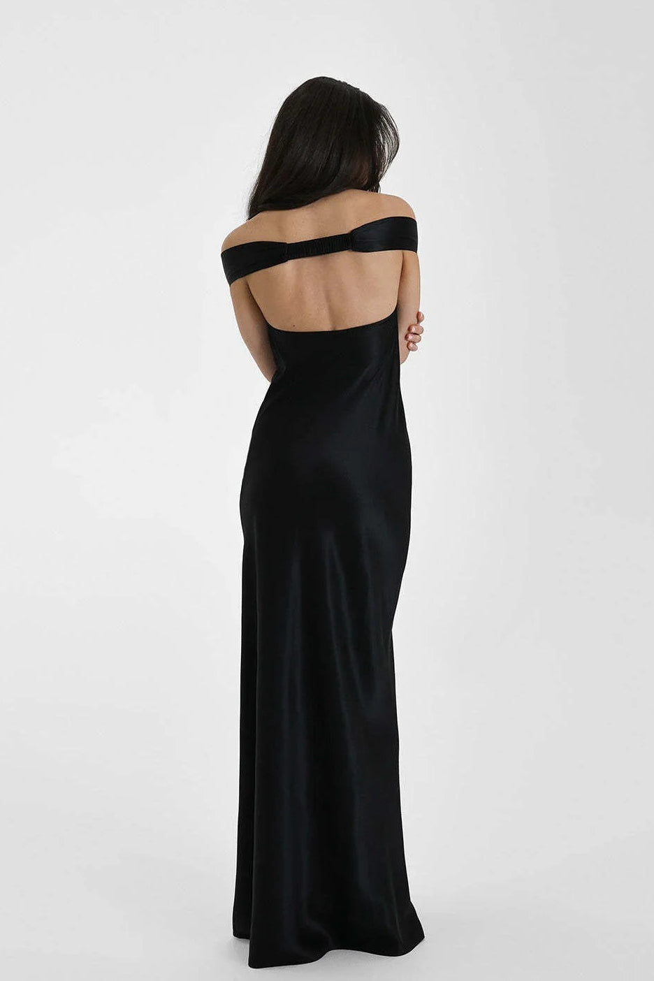 Vintage Satin Mermaid Off Shoulder Maxi Dress image 7