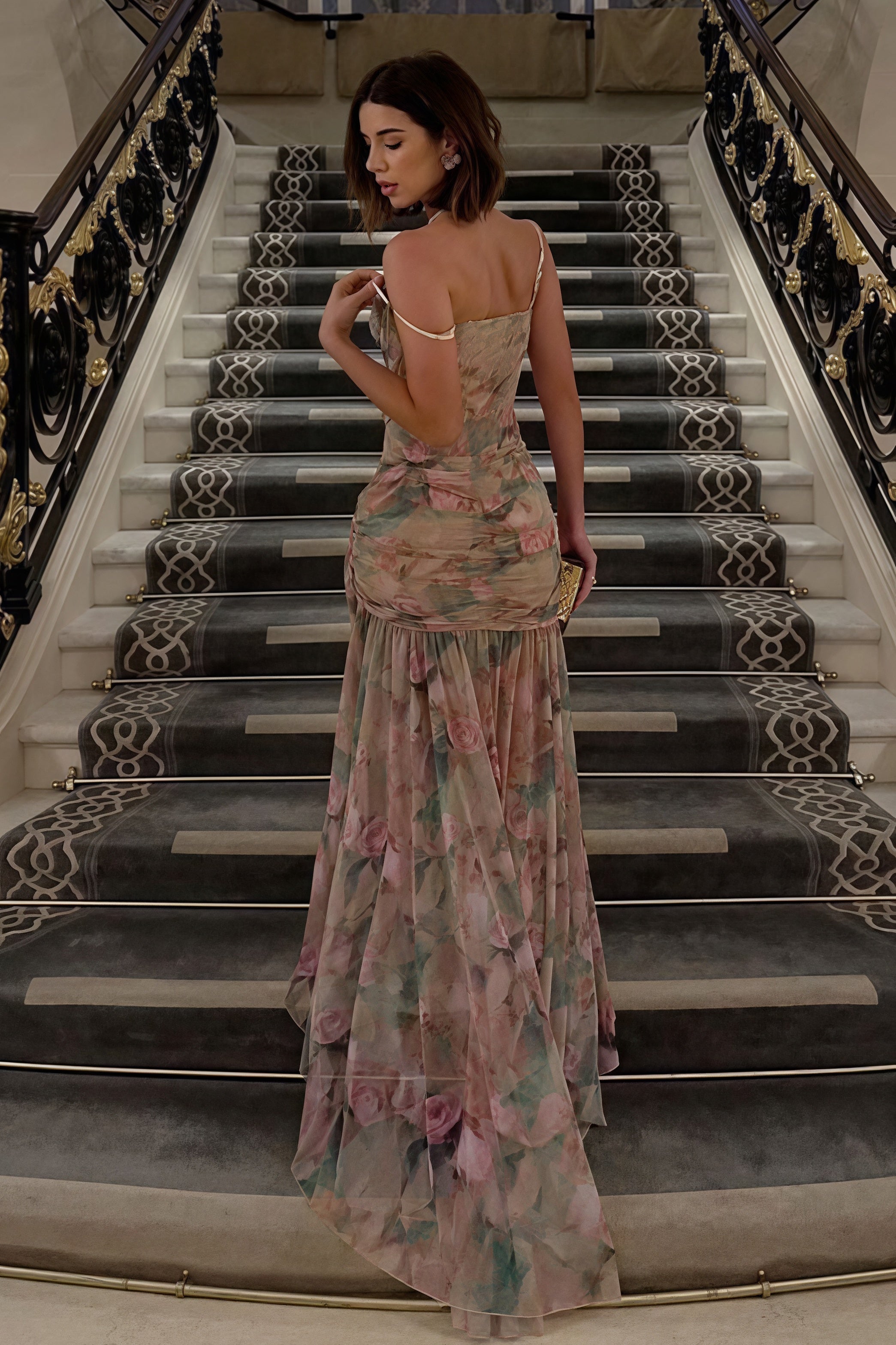 Sexy Print A Line Cami Slit Maxi Dress image 4