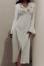 Vintage Ruffled V-Neck Flared Sleeve Maxi Dress image 1