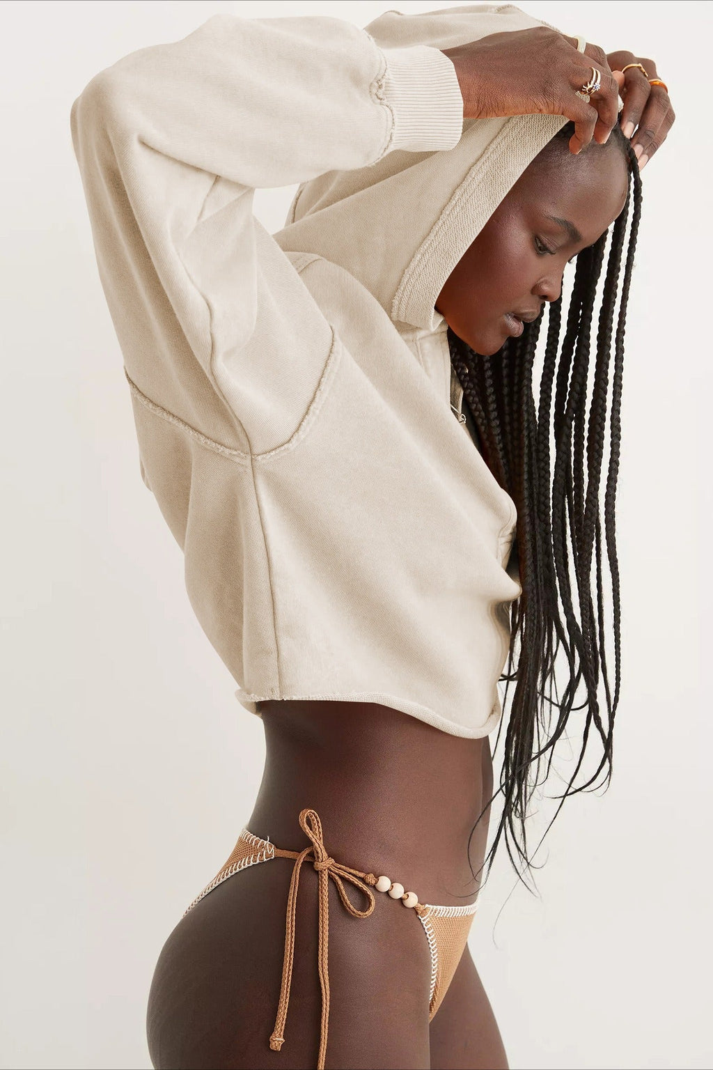 Chic Relaxed Solid V-Neck Hoodie image 4