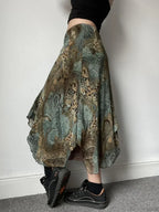 Aesthetic Floral Print Asymmetrical Boho Vacation Lace Skirt image 3