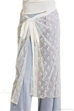 Aesthetic See Through Sequins Flower Lace Long Apron Skirt image 5