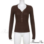 Aesthetic Up Ribbed Lace Arm Patchwork Retro Tops Y2k Skinny Casual Grunge Button Long Fairy Women T-shirt Blouse image 4