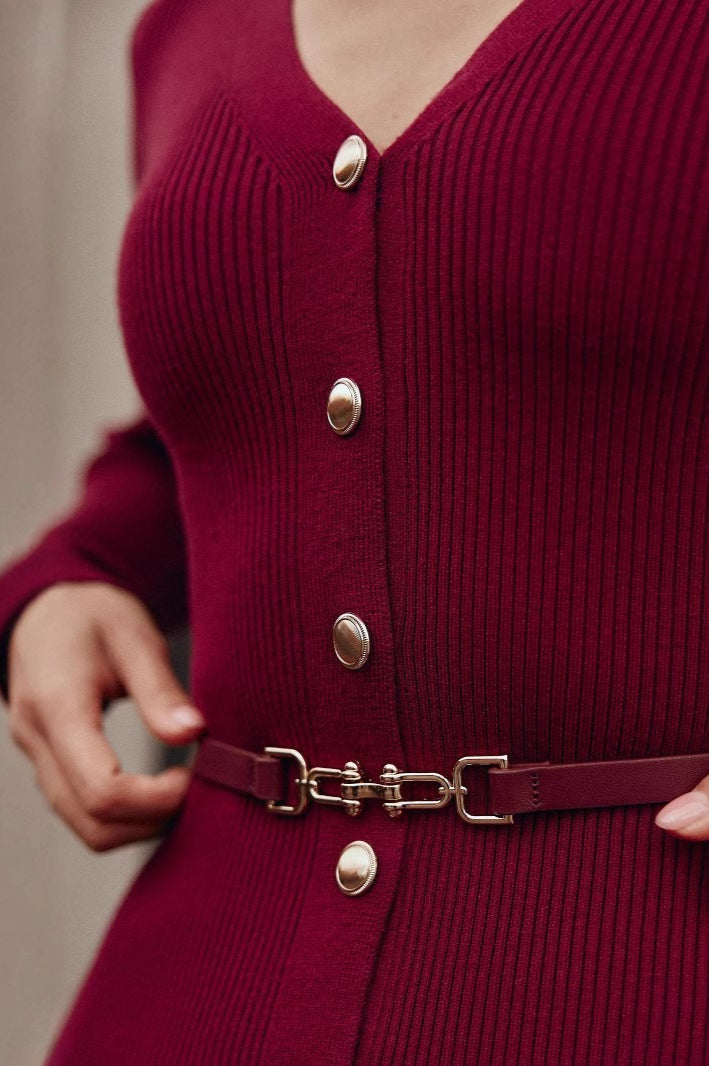 Long Sleeve Button Sweater Dress image 5