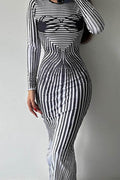 Round Neck Long Sleeve Maxi Dress image 3