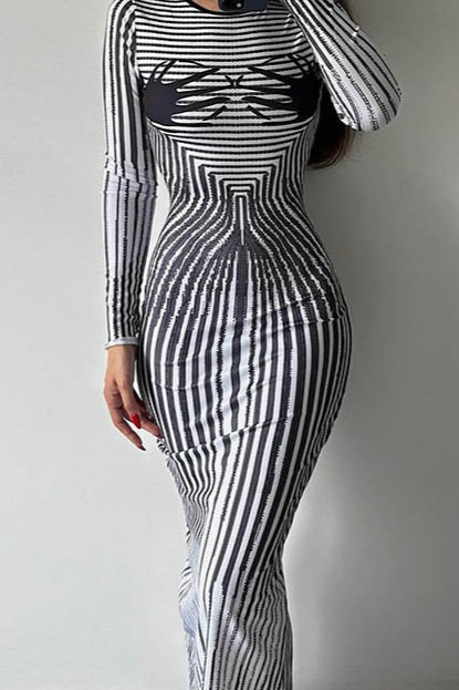 Round Neck Long Sleeve Maxi Dress image 3