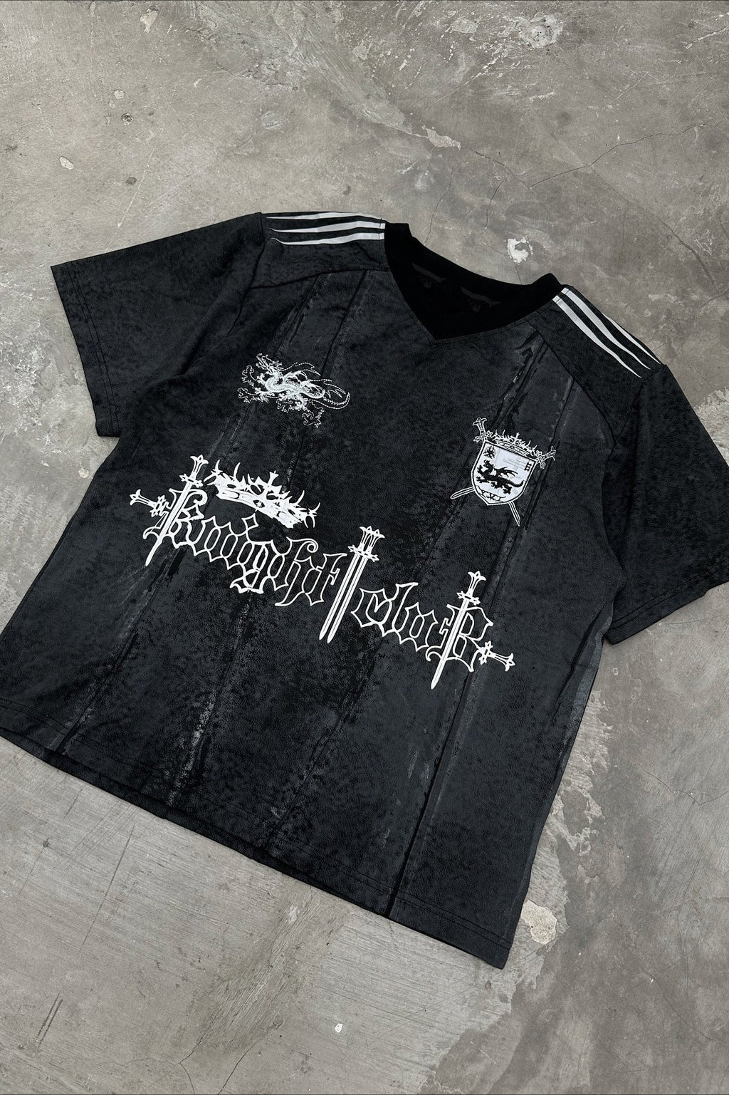 Dark Trend Black White Print Short Sleeve T-shirt image 1