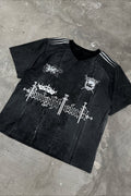 Dark Trend Black White Print Short Sleeve T-shirt image 1