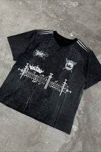 Dark Trend Black White Print Short Sleeve T-shirt image 1