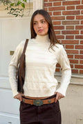 Cable Knit Round Neck Knit Top image 1