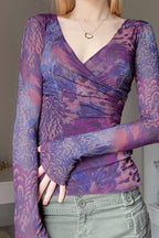 Cross V Neck Printed Blouse image 1