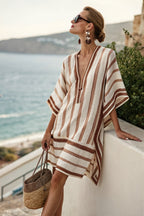 Boho V Neck Loose Print Midi Dress image 3