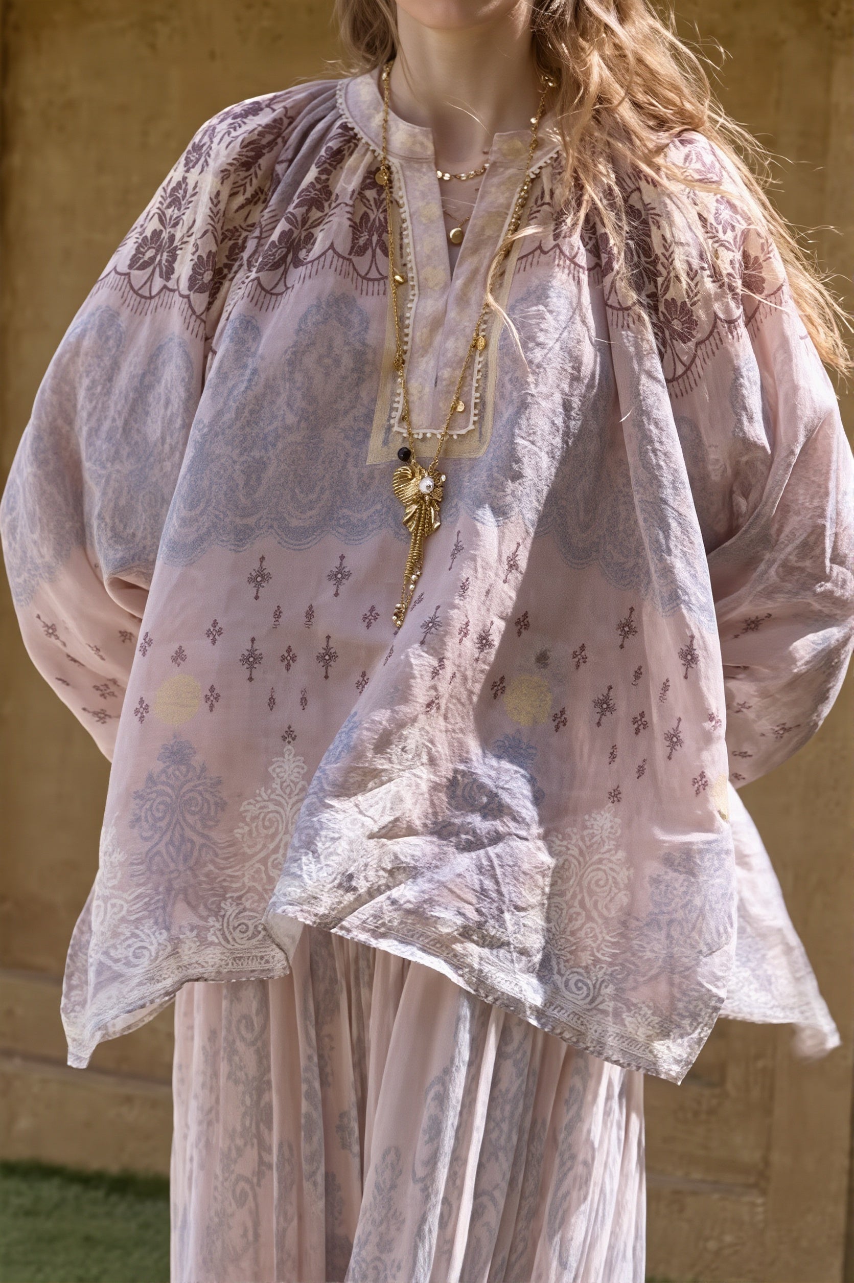 Linen Tie Dye Casual Long Sleeve Blouse image 3