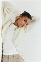 V-Neck Mohair Lace Bell Sleeve Cardigan image 6