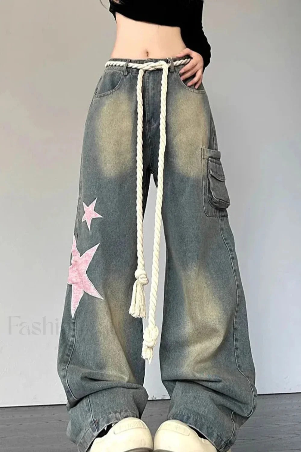 Wide Leg Patchwork Heart Jeans image 18
