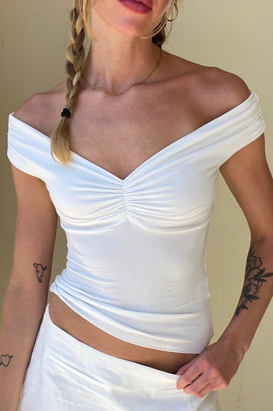 Off Shoulder Ruched Sexy T-shirt image 3