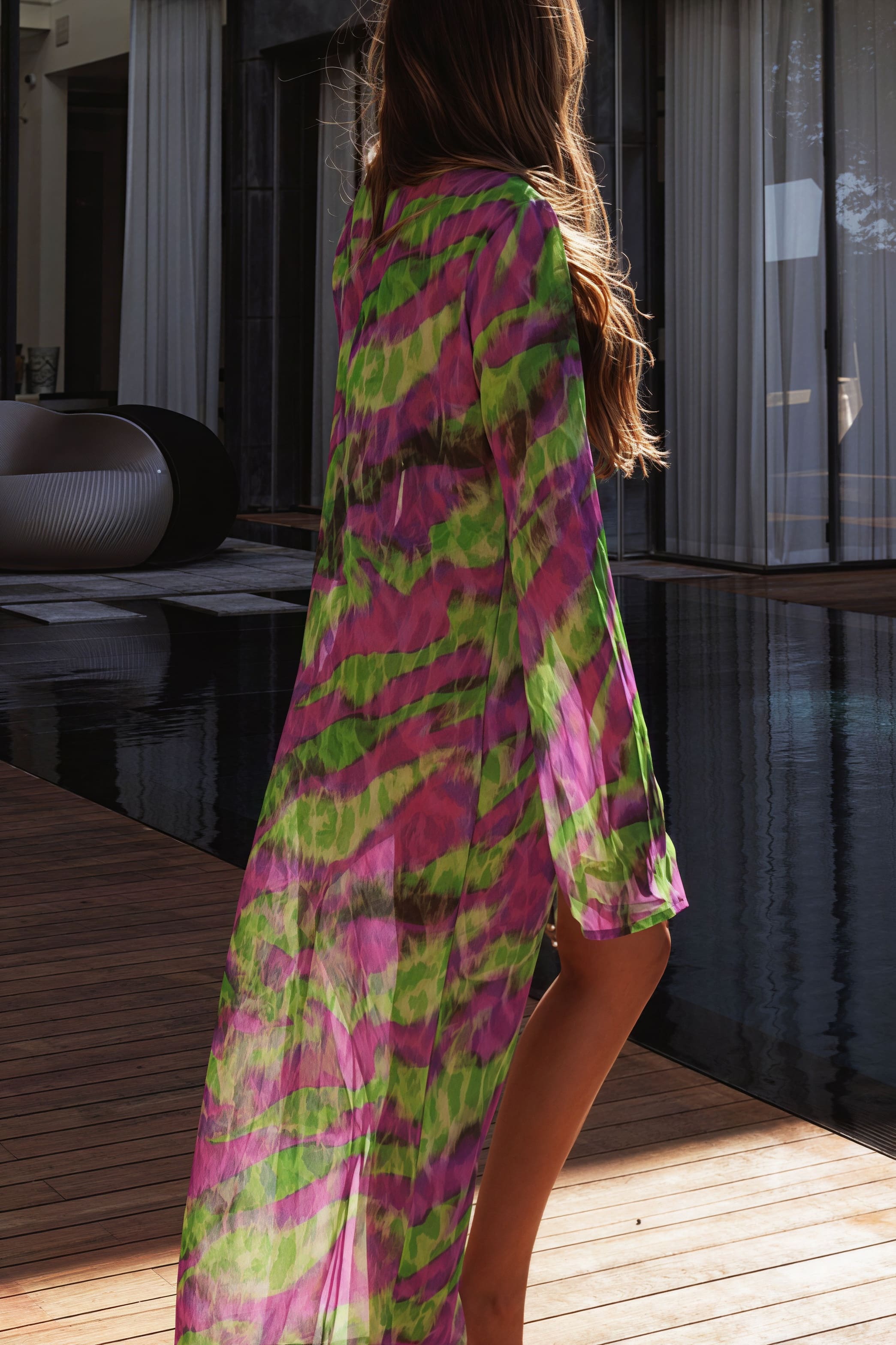 Chic Print Striped Halter Backless Bikini Three Piece Swim Sets image 3