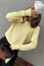 Jacquard Polo Collar Long Sleeve Loose Blouse image 5