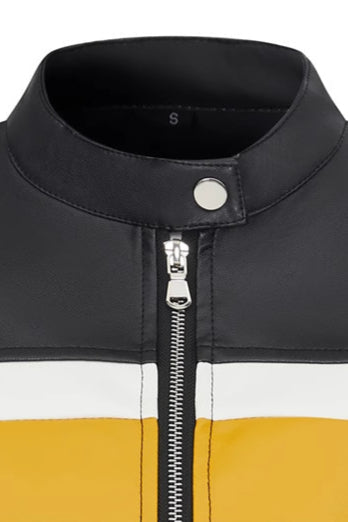 Colorblock PU Cropped Jacket image 5
