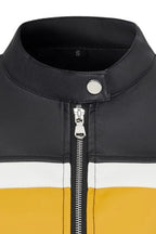 Colorblock PU Cropped Jacket image 5