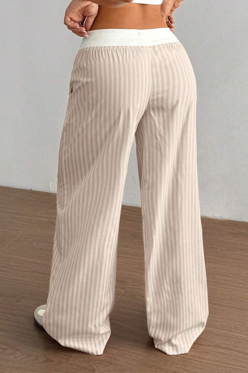 Chic Striped Color Block Baggy Pants image 6