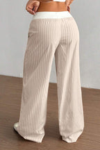 Chic Striped Color Block Baggy Pants image 6