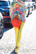 Colorful Stripe Knit Loose Pullover Blouse image 5
