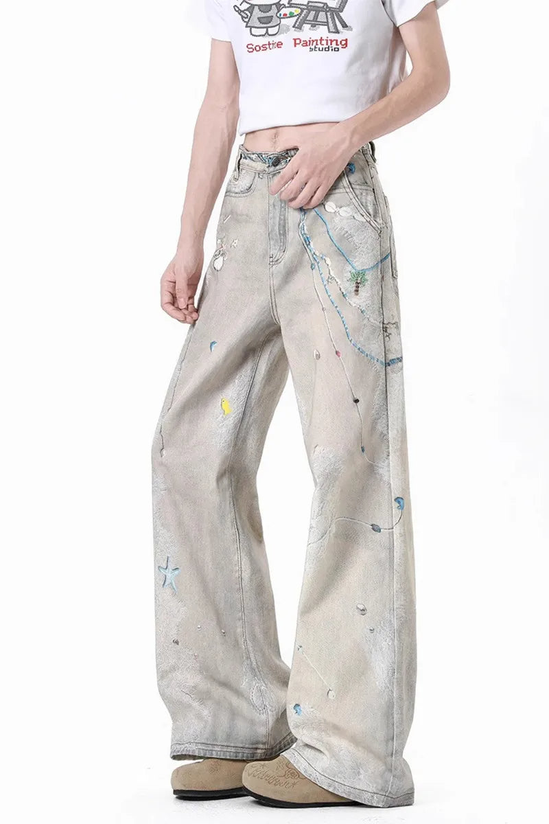Tie-Dye Wide-Leg High Waist Jeans image 7