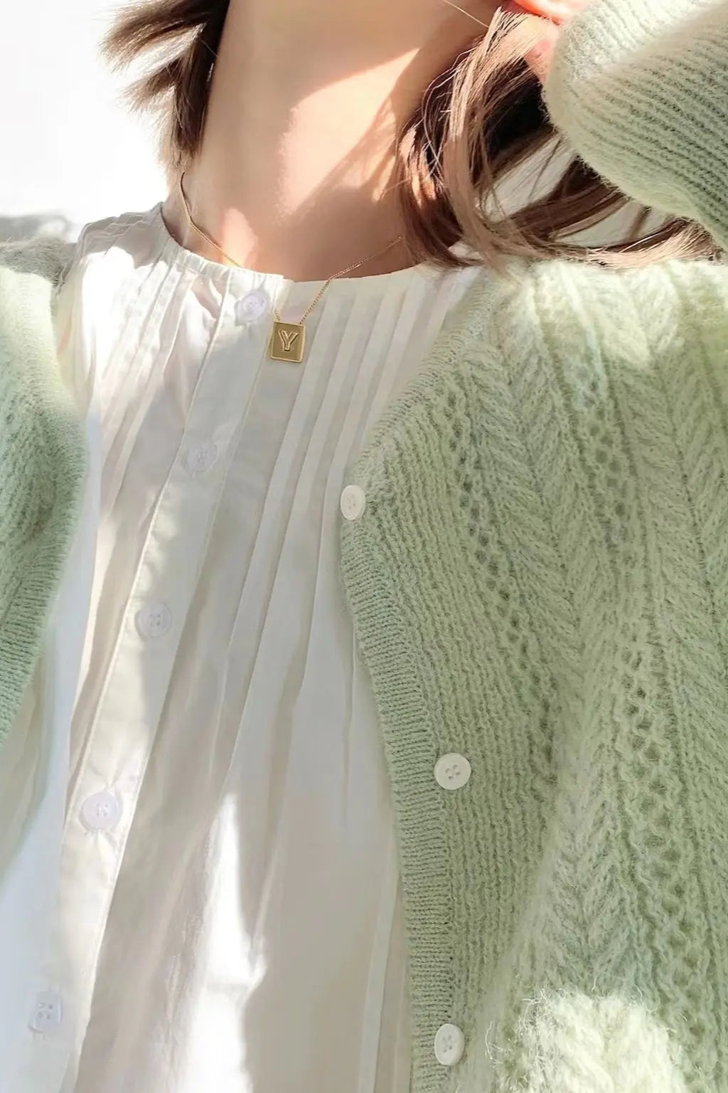 Lightweight Hollow Knit Vest Cardigan image 2