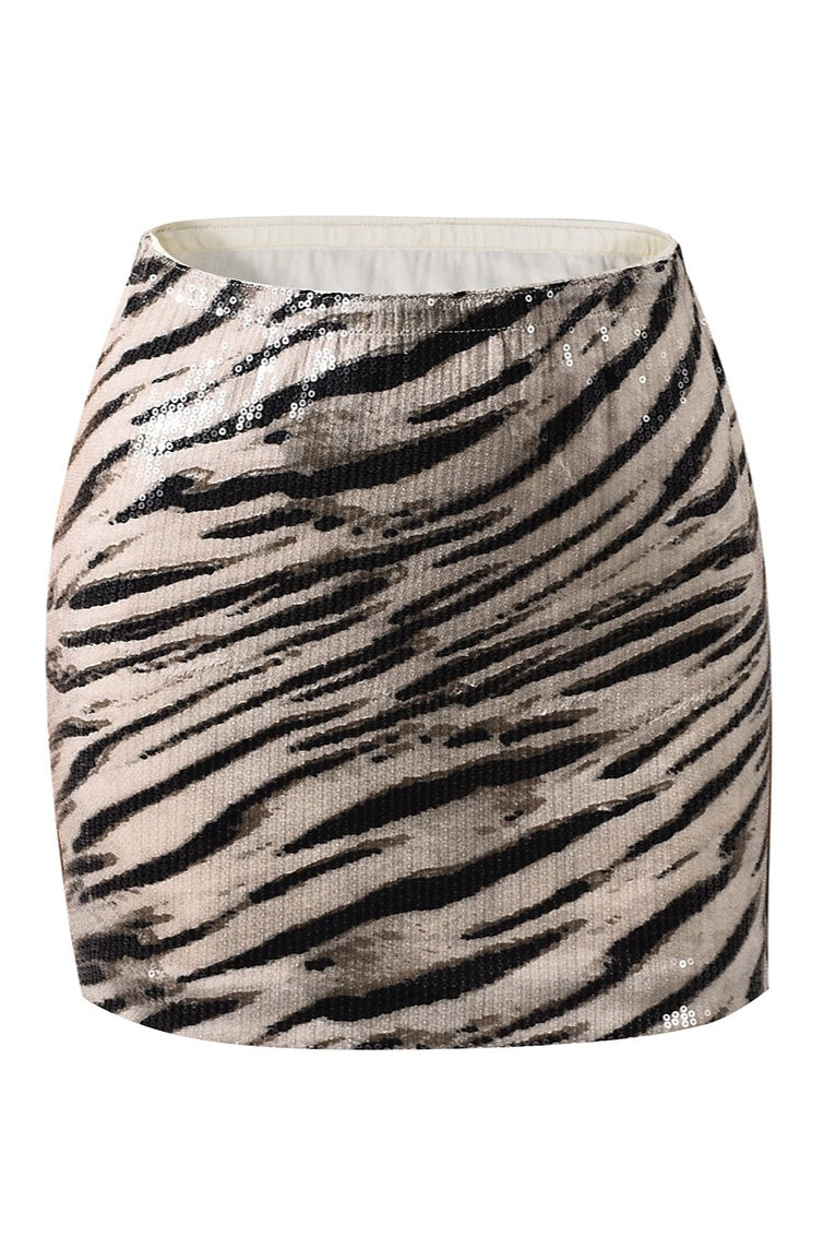 Sequin Zebra Print Sexy Skirt image 6
