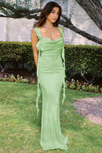 Chic Lace Cami Backless Ruffle Hem With Sash Maxi Dress image 6