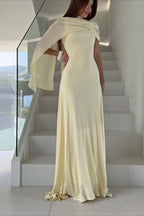 Elegant Solid Sash Shawl Cami Maxi Dress image 2