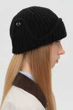 Solid Wool Blend Irregular Button Knitted Hat image 9