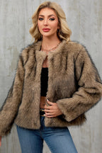 Plush Short Fur Open Cardigan Coat image 11