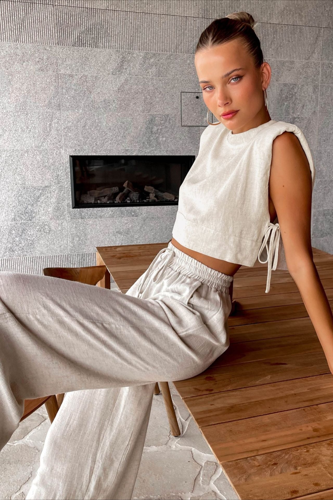 Casual Cotton Linen Loose Sleeveless Two Piece Set image 2