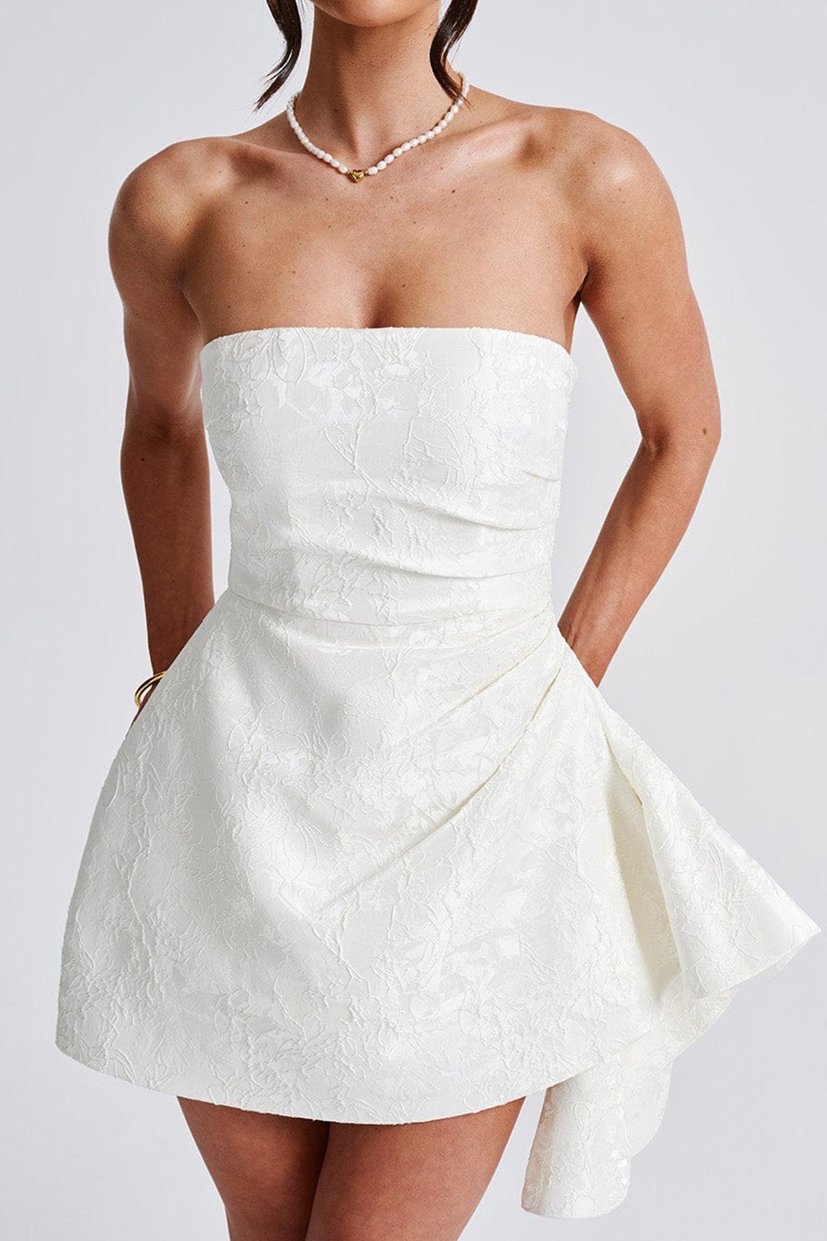 Strapless Jacquard Mini Party Dress image 5