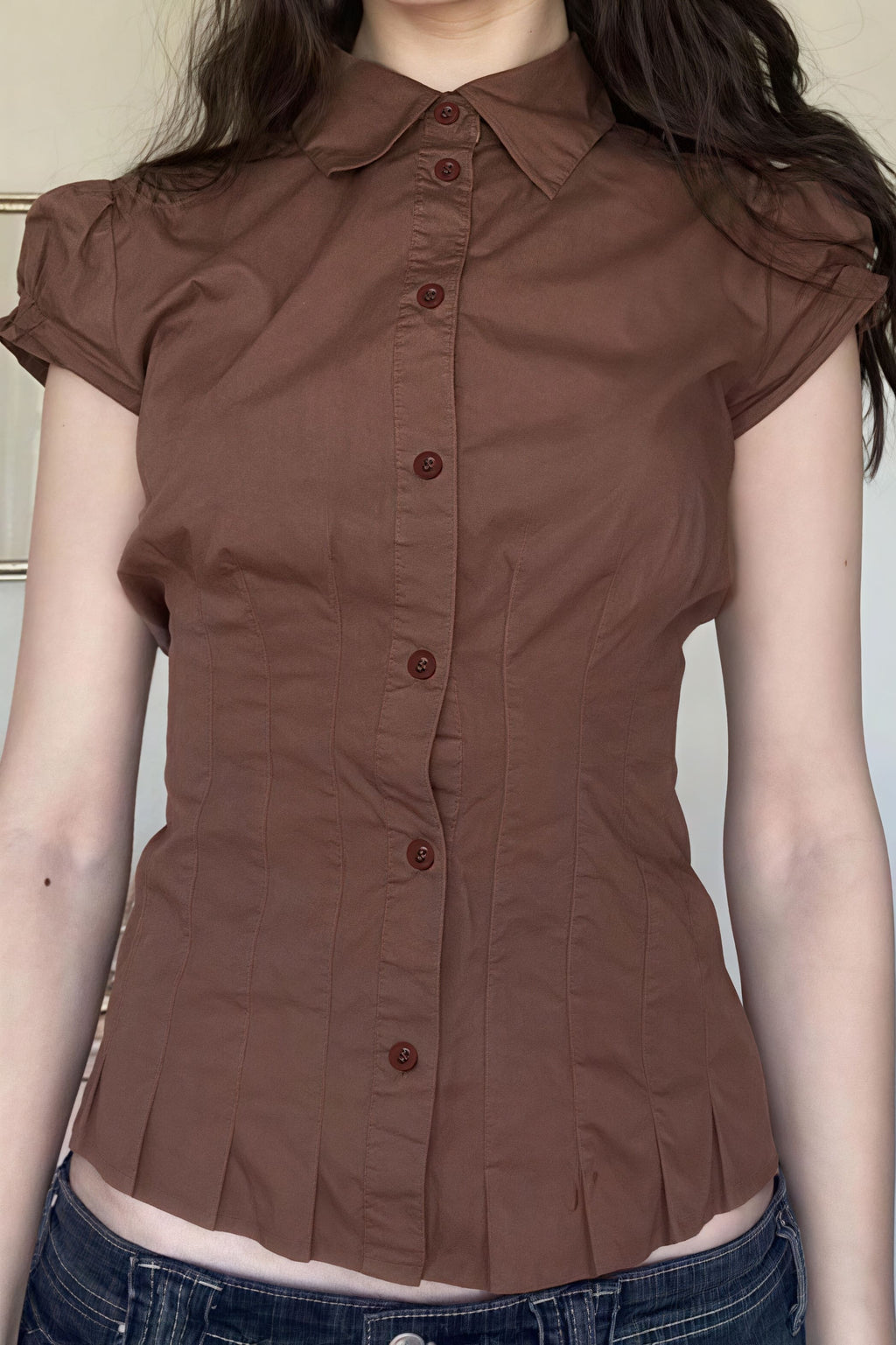 Sweet Spicy Collared Puff Sleeve Blouse image 3