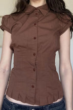 Sweet Spicy Collared Puff Sleeve Blouse image 3