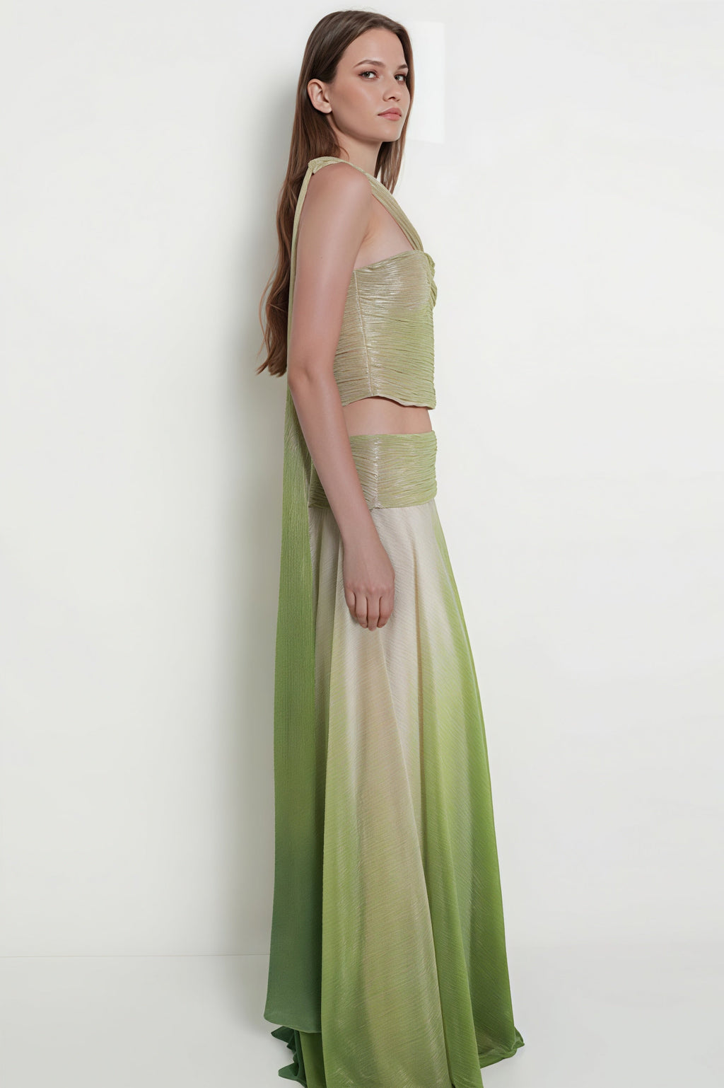 Elegant Gradient Halter Top And Skirt Set image 3
